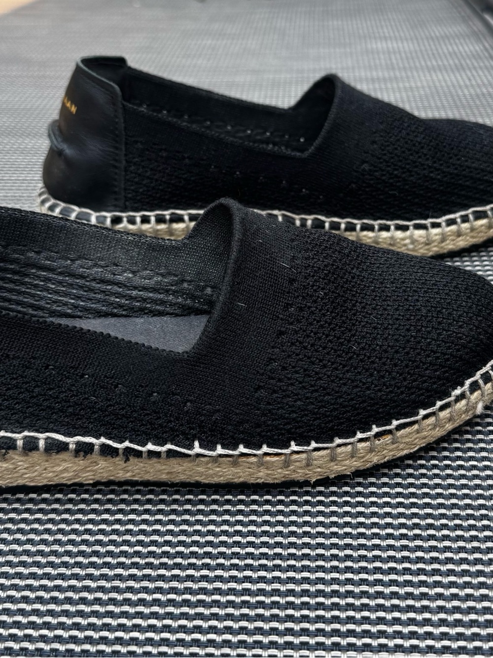 Cole Haan Black Pinch Classic Knit w/ Leather Espadrilles, Size 5